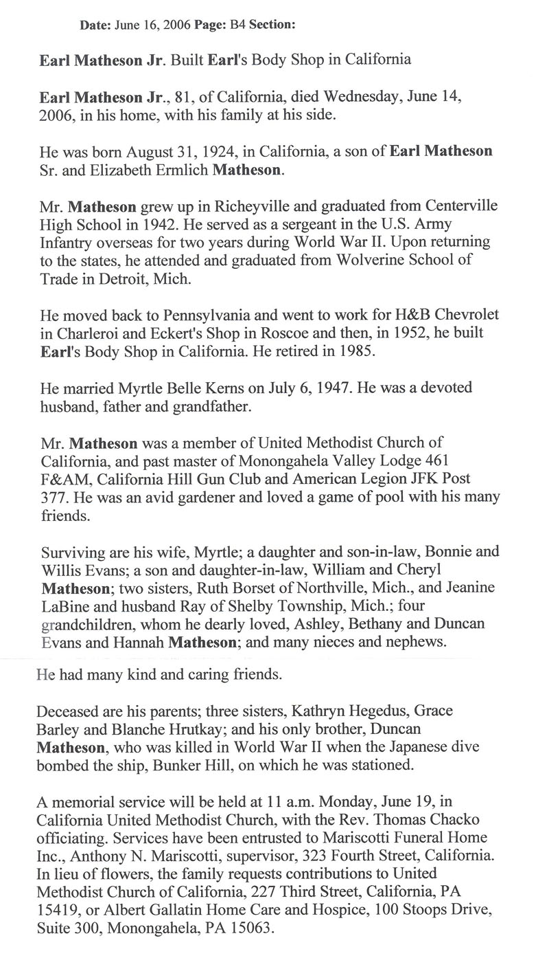 Earl Metheson Jr. obit